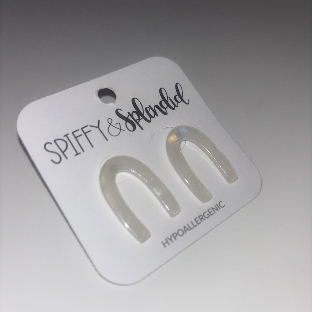 Acrylic Resin Earrings Rainbow‎ White Cream Boho Indie Folk Hippie Lightweight